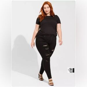 Torrid Black Distressed Skinny Jeans